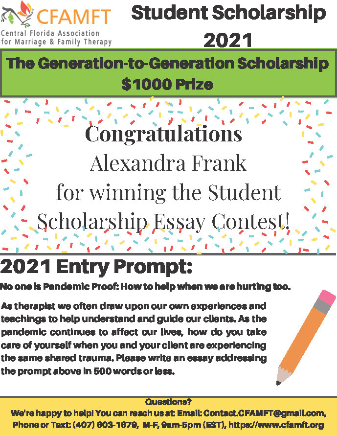 WINNER- Alexandra Frank for 2021 Student Scholarship